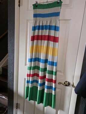 She's Cool Striped Maxi Skirt in Green, Blue, Red, Yellow